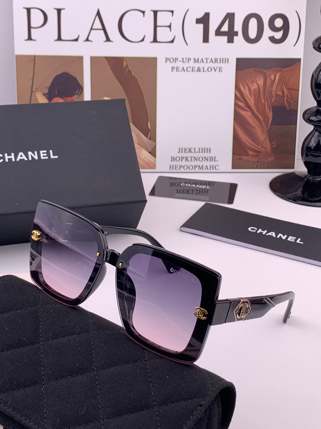 Chanel CH3831 Oversized Black Lens Sunglasses for Men & Women - detail image 2