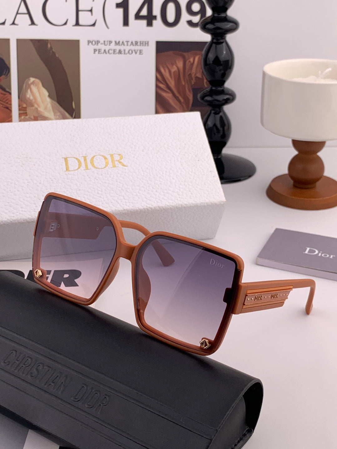 Dior CD1277 Polarized Square Red Lens Sunglasses for Women - detail image 2