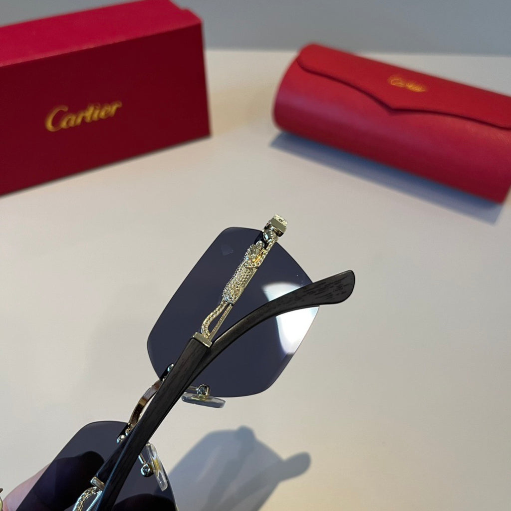 Cartier Lightweight Metal Rimless Silver Lens Sunglasses for Men & Wo - 358561 - detail image 6