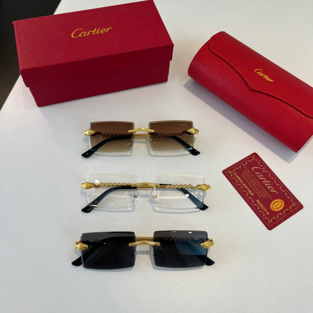 Cartier Lightweight Metal Rimless Silver Lens Sunglasses for Men & Wo - 358556 - detail image 11