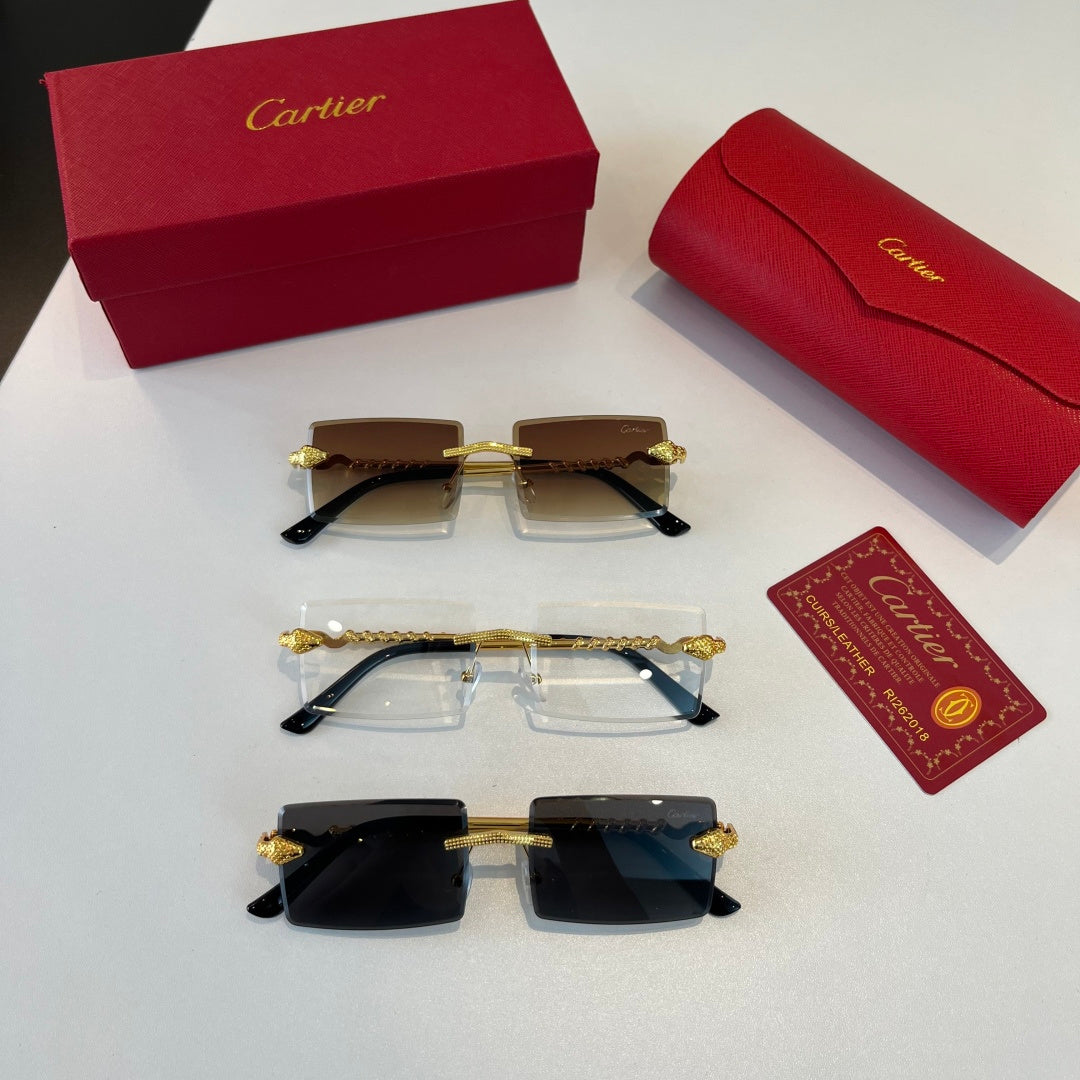 Cartier Lightweight Metal Rimless Silver Lens Sunglasses for Men & Wo - 358556 - detail image 11