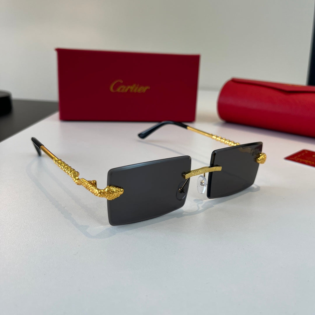 Cartier Lightweight Metal Rimless Silver Lens Sunglasses for Men & Wo - 399049