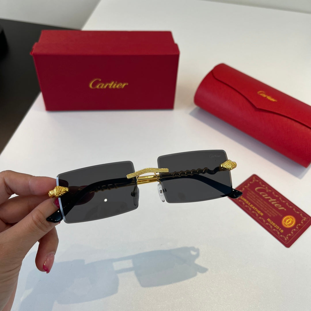 Cartier Lightweight Metal Rimless Silver Lens Sunglasses for Men & Wo - 358555 - detail image 6