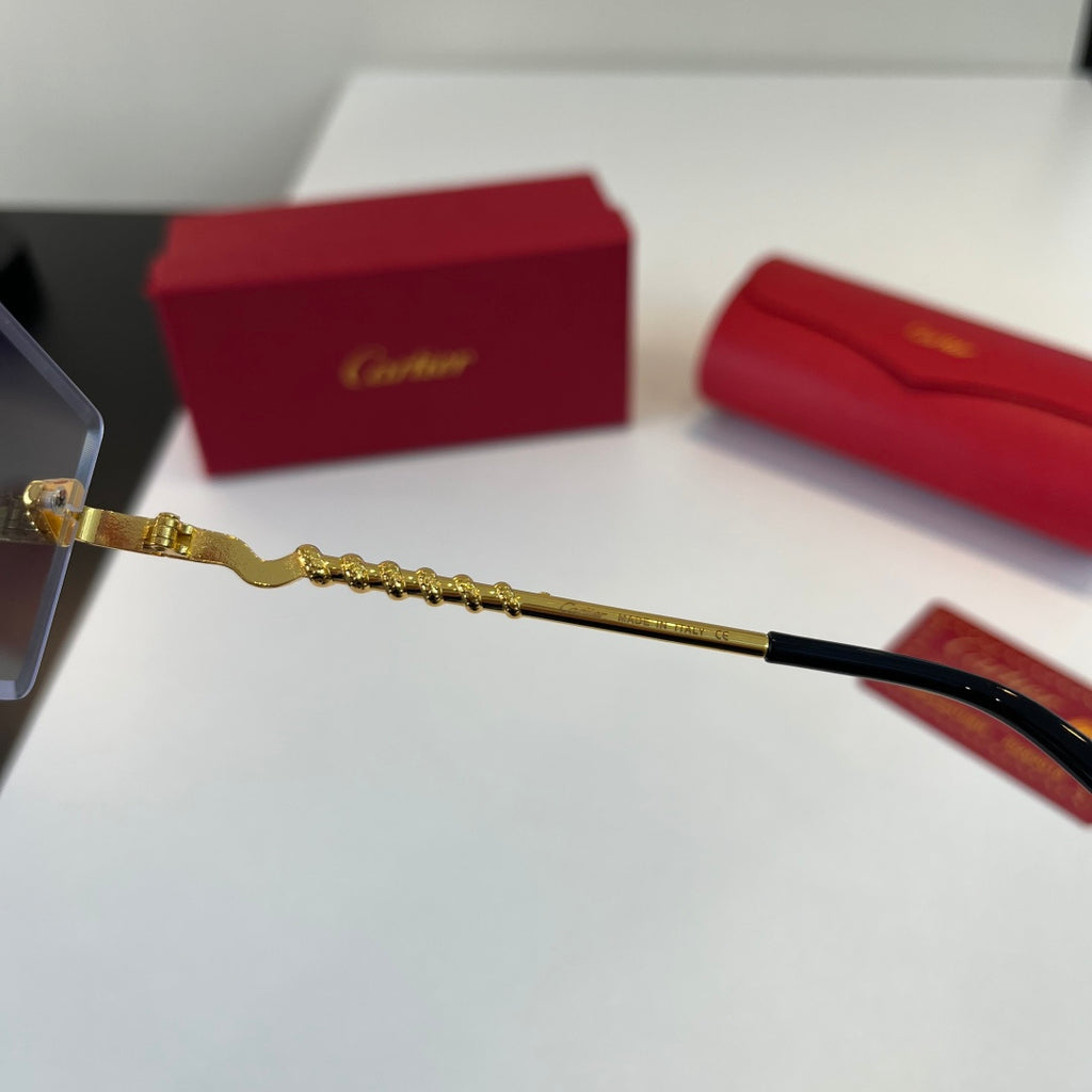 Cartier Lightweight Metal Rimless Silver Lens Sunglasses for Men & Wo - 358556 - detail image 9