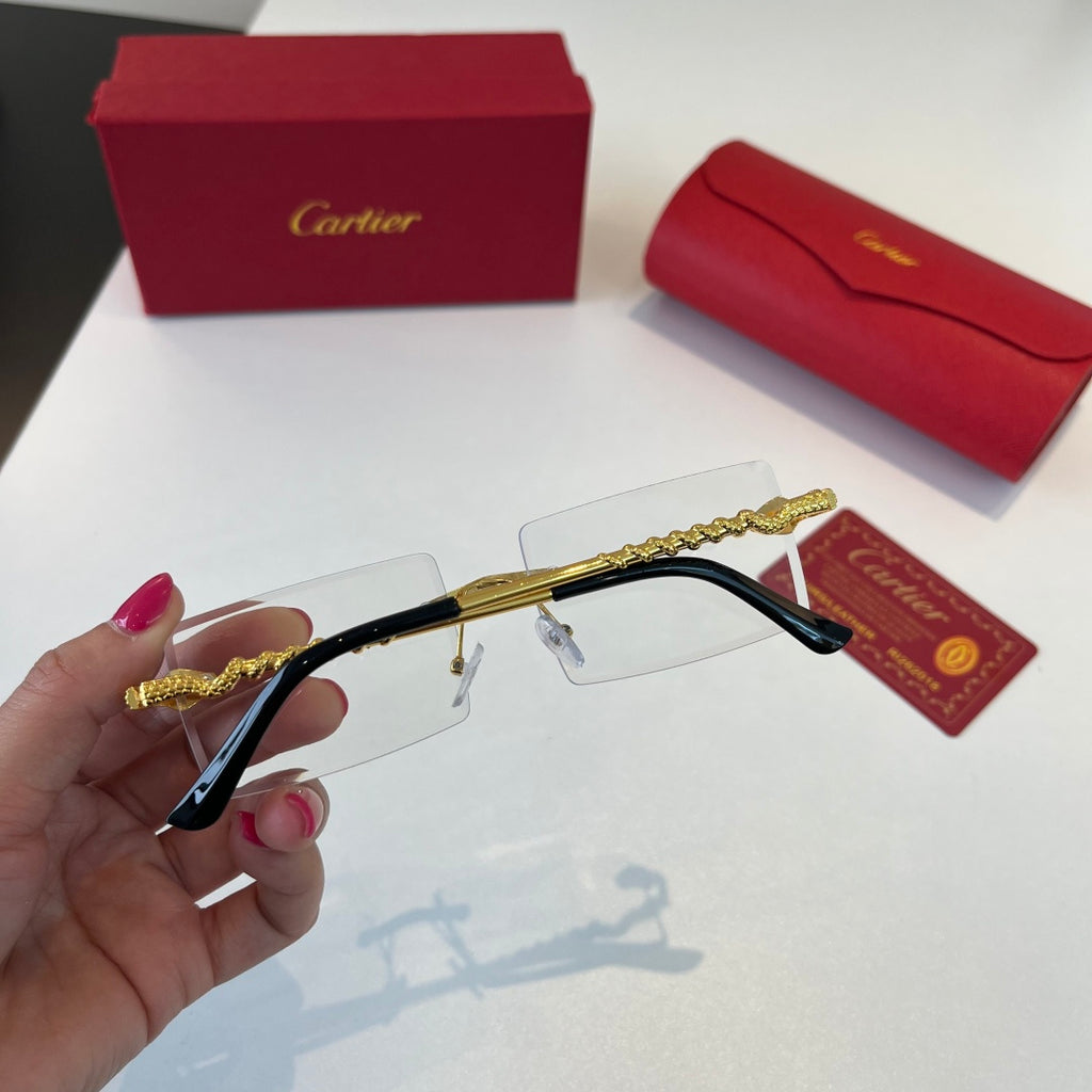 Cartier Lightweight Metal Rimless Silver Lens Sunglasses for Men & Wo - 358556 - detail image 8