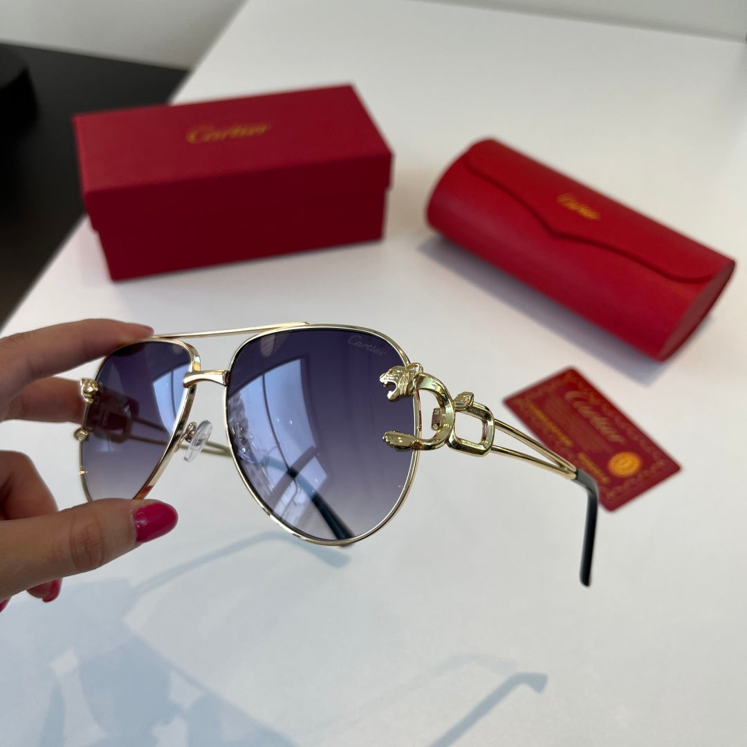 Cartier Lightweight Metal Rimless Blue Lens Sunglasses for Men & Wome - 399051 - detail image 9