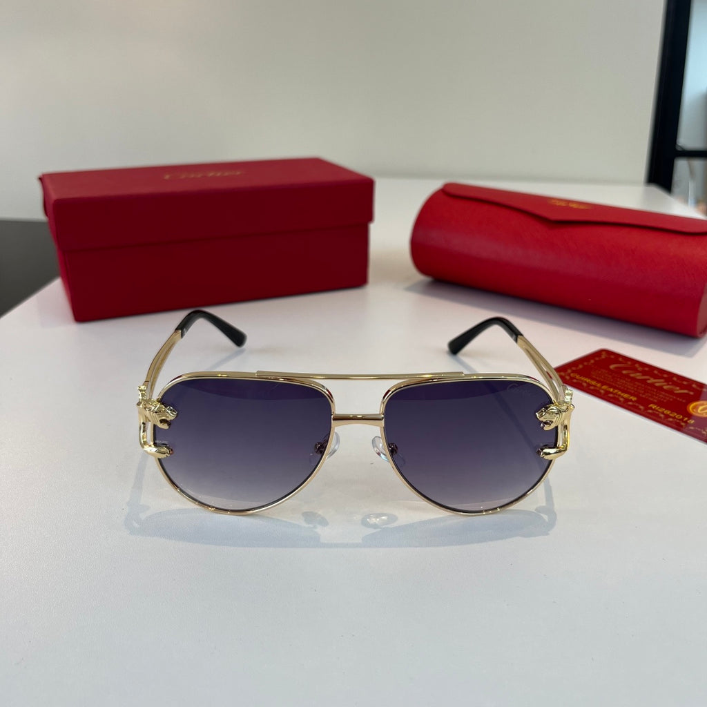 Cartier Lightweight Metal Rimless Blue Lens Sunglasses for Men & Wome - 358557 - detail image 2
