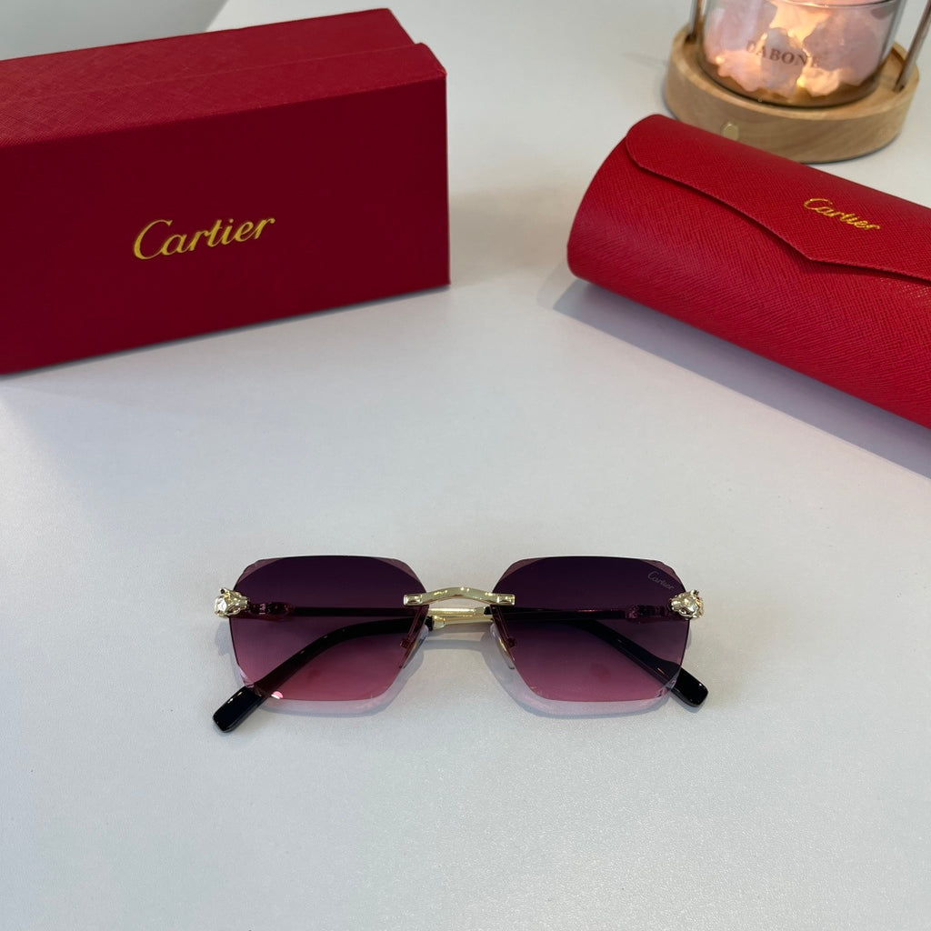 Cartier Lightweight Metal Rimless Purple Lens Sunglasses for Men & Wo - 399052 - detail image 8