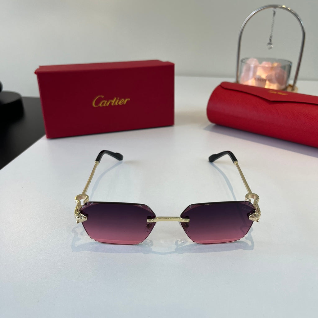 Cartier Lightweight Metal Rimless Purple Lens Sunglasses for Men & Wo - 399052 - detail image 2