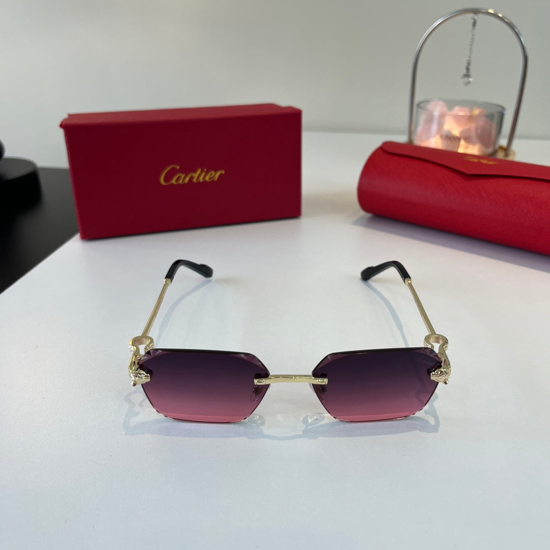 Cartier Lightweight Metal Rimless Purple Lens Sunglasses for Men & Wo - 358558 - detail image 2