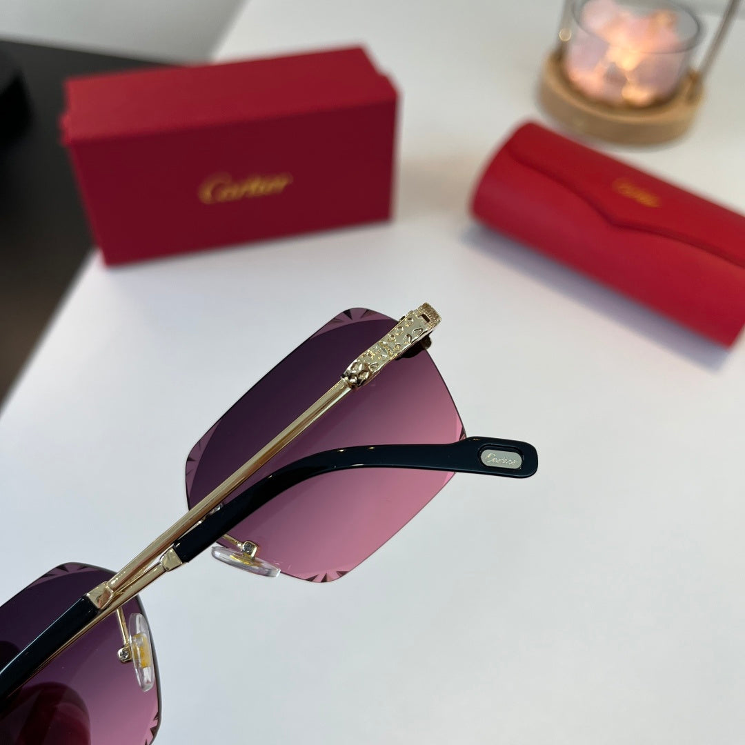 Cartier Lightweight Metal Rimless Purple Lens Sunglasses for Men & Wo - 399052 - detail image 6
