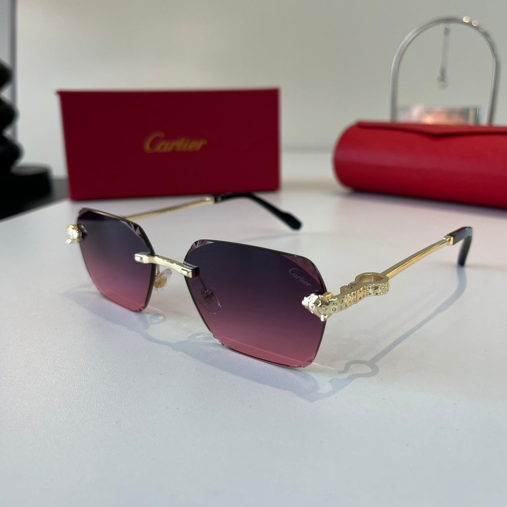 Cartier Lightweight Metal Rimless Purple Lens Sunglasses for Men & Wo - 399052 - detail image 3