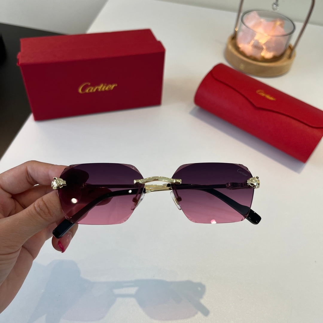 Cartier Lightweight Metal Rimless Purple Lens Sunglasses for Men & Wo - 399052 - detail image 4