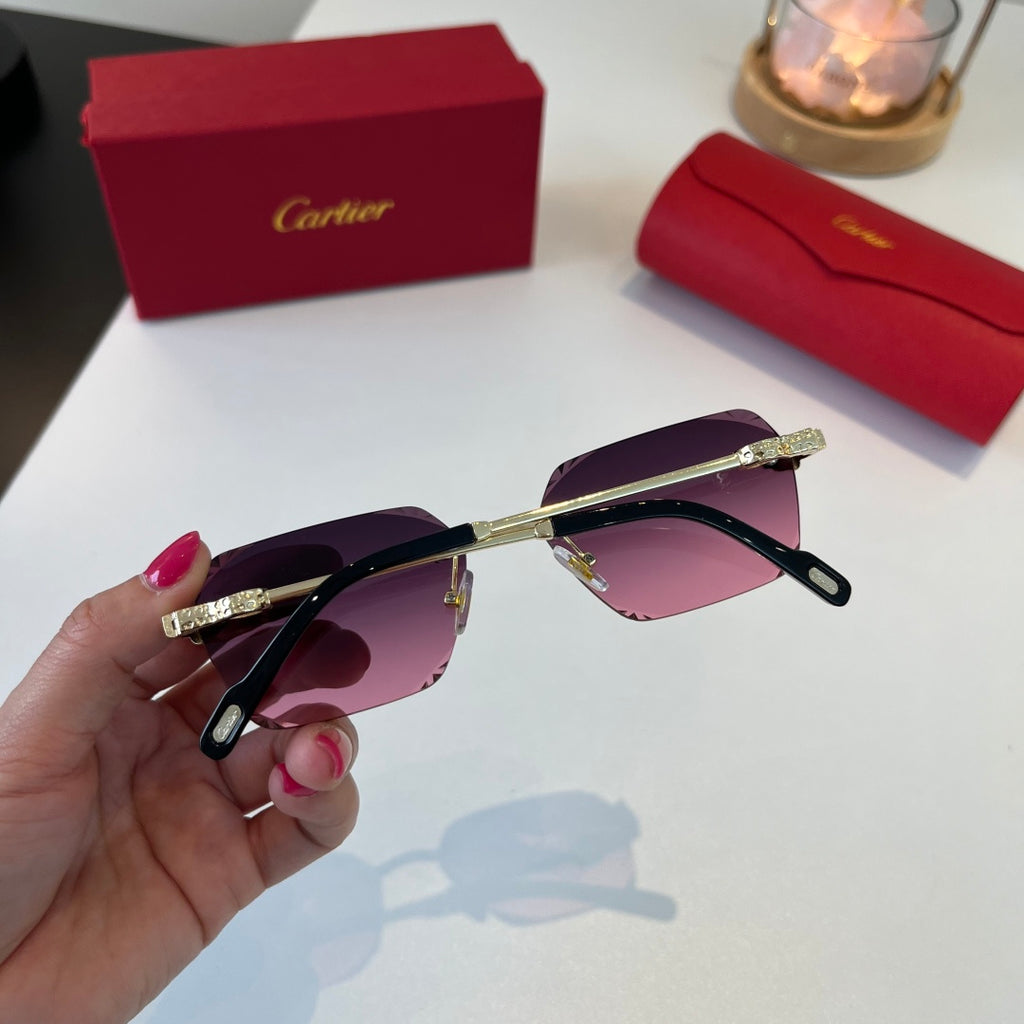 Cartier Lightweight Metal Rimless Purple Lens Sunglasses for Men & Wo - 358558 - detail image 7