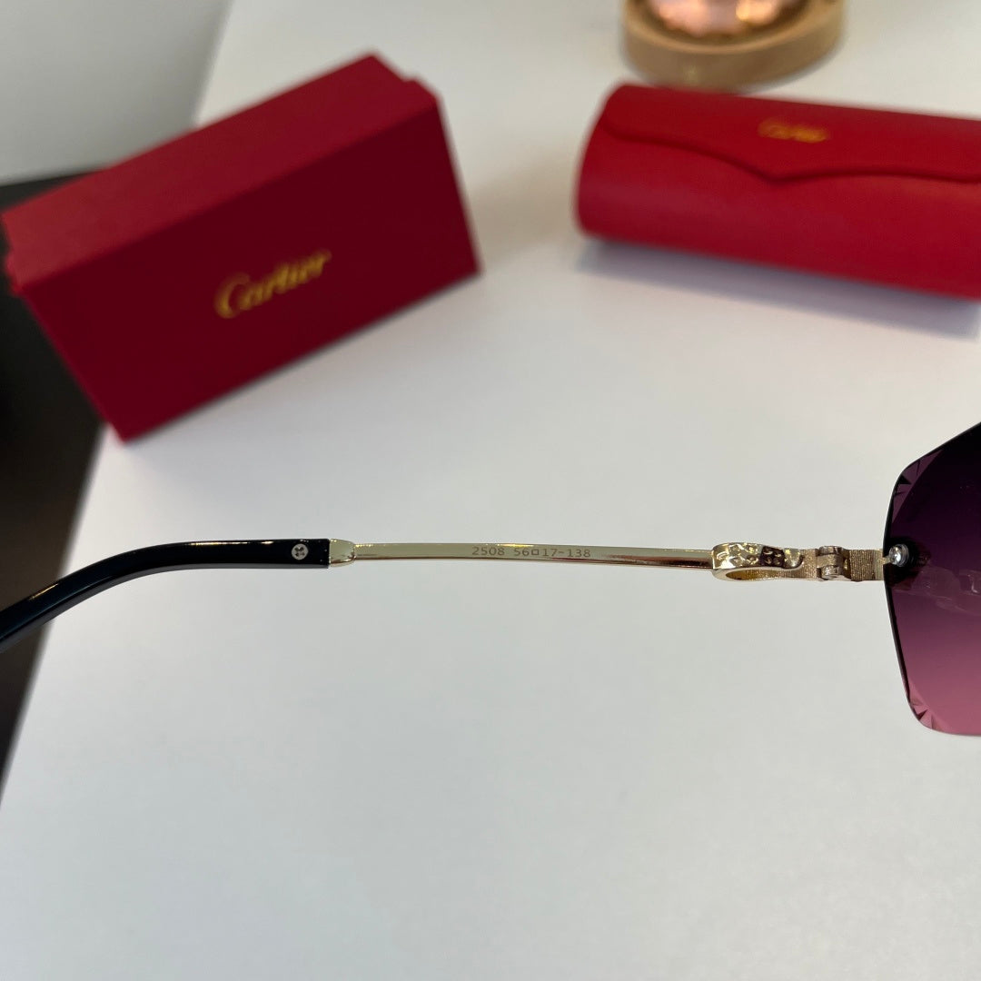 Cartier Lightweight Metal Rimless Purple Lens Sunglasses for Men & Wo - 358558 - detail image 9