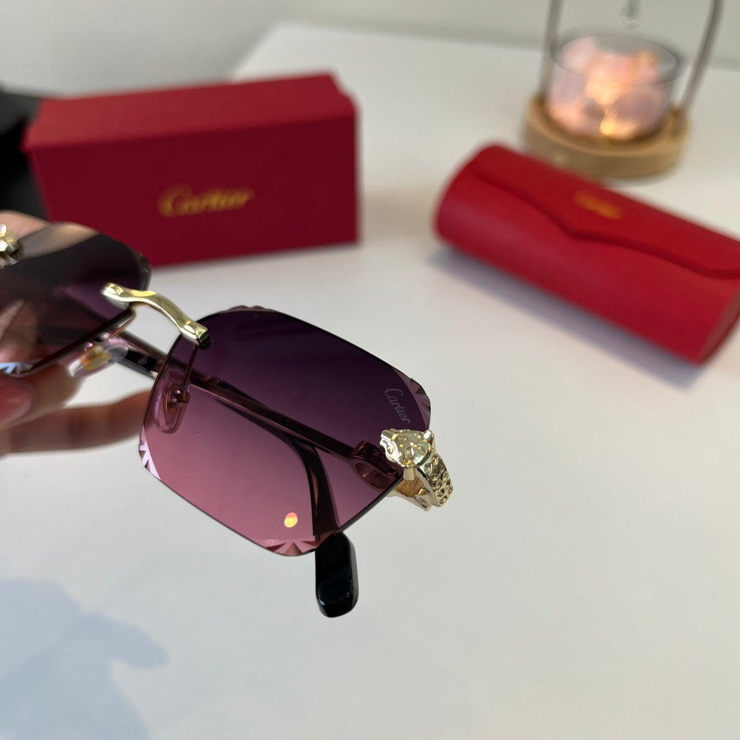 Cartier Lightweight Metal Rimless Purple Lens Sunglasses for Men & Wo - 399052 - detail image 5