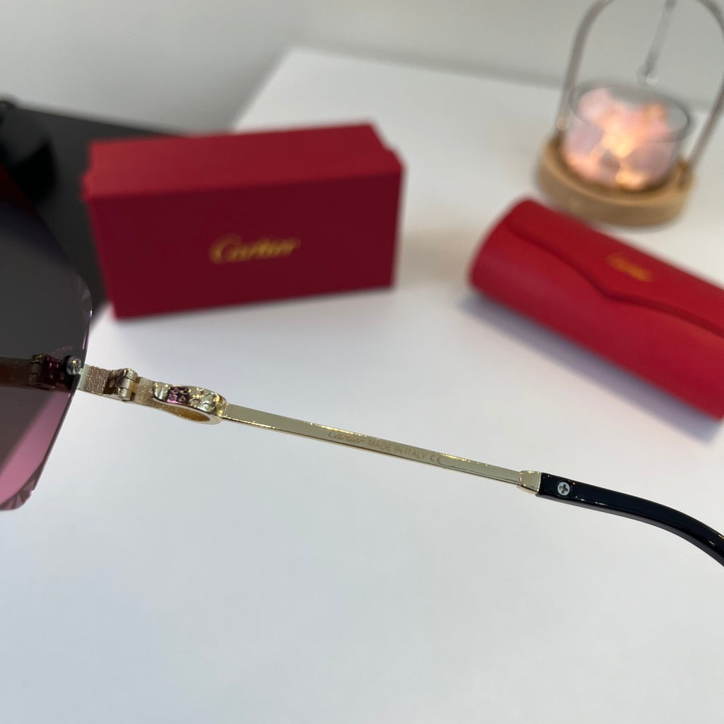 Cartier Lightweight Metal Rimless Purple Lens Sunglasses for Men & Wo - 399052 - detail image 10