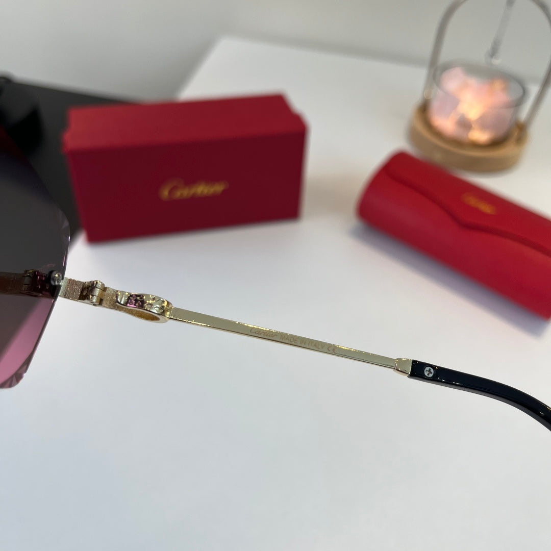 Cartier Lightweight Metal Rimless Purple Lens Sunglasses for Men & Wo - 399052 - detail image 10