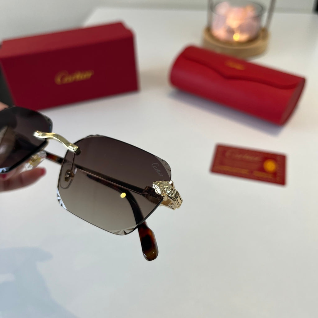 Cartier Lightweight Metal Rimless Silver Lens Sunglasses for Men & Wo - 358559 - detail image 6