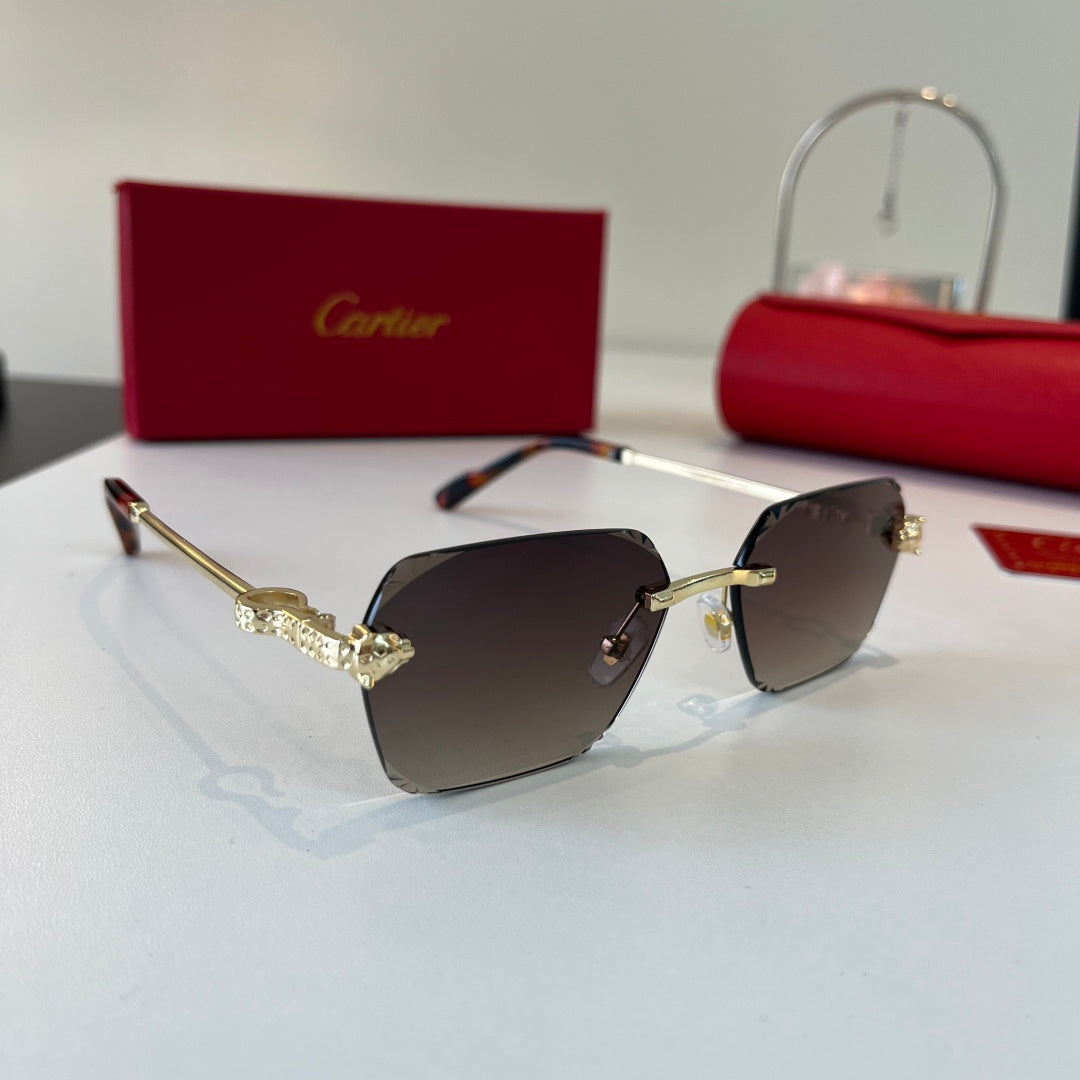 Cartier Lightweight Metal Rimless Silver Lens Sunglasses for Men & Wo - 399053