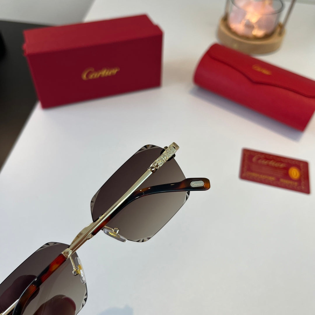 Cartier Lightweight Metal Rimless Silver Lens Sunglasses for Men & Wo - 358559 - detail image 7