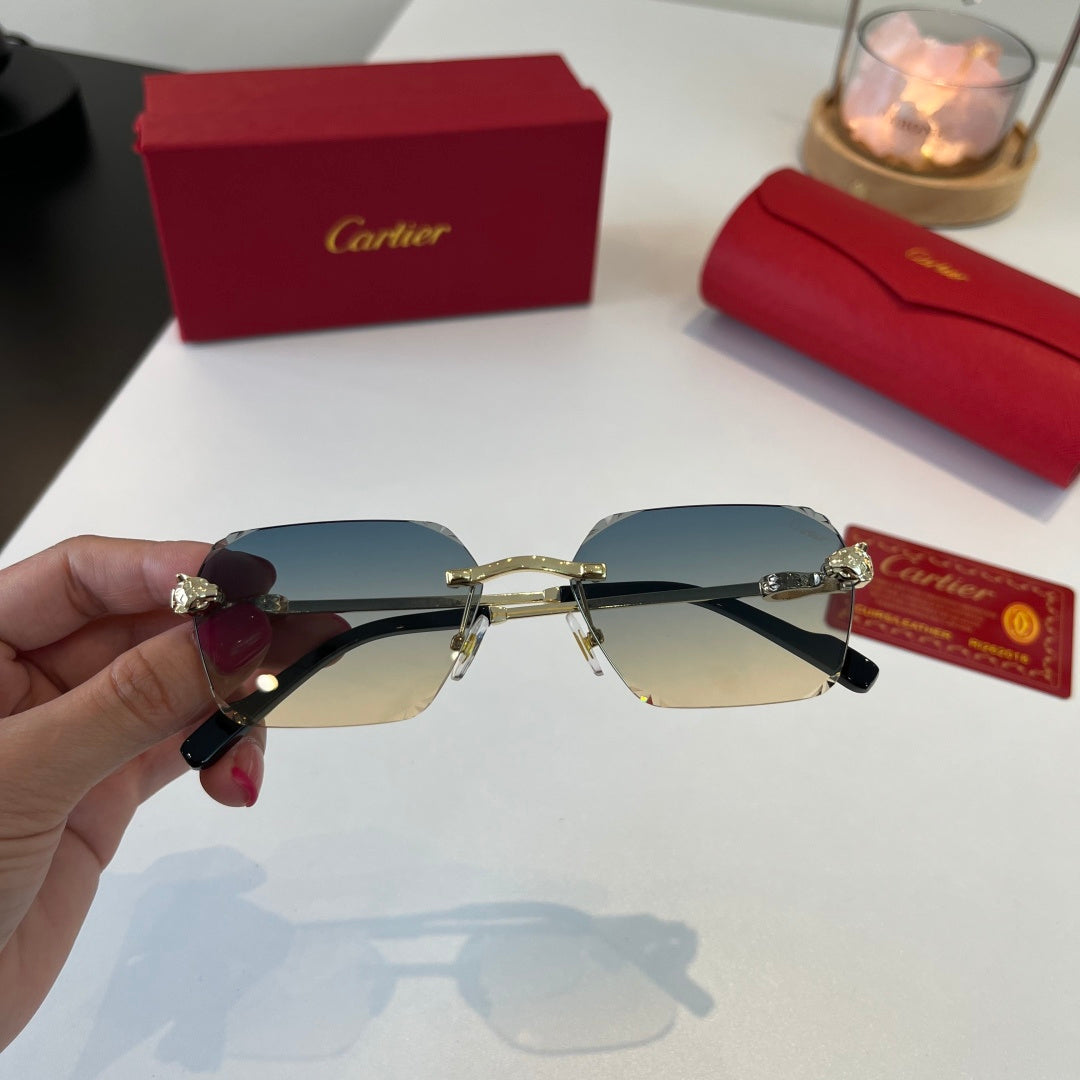Cartier Lightweight Metal Rimless Silver Lens Sunglasses for Men & Wo - 358549 - detail image 6