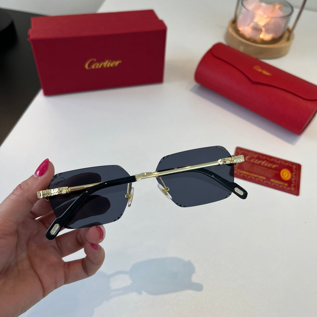 Cartier Lightweight Metal Rimless Blue Lens Sunglasses for Men & Wome - 358550 - detail image 8