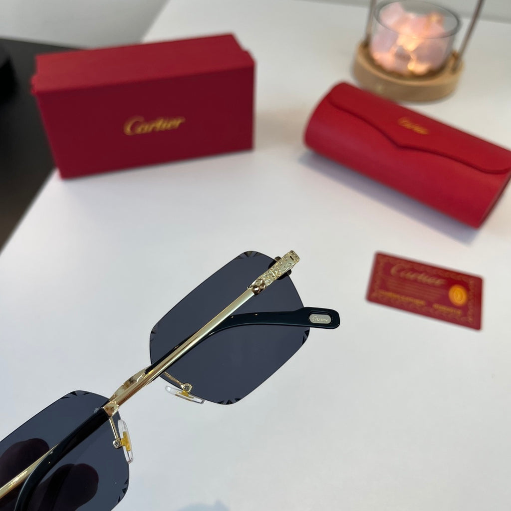 Cartier Lightweight Metal Rimless Blue Lens Sunglasses for Men & Wome - 399055 - detail image 7