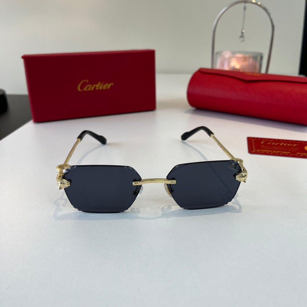 Cartier Lightweight Metal Rimless Blue Lens Sunglasses for Men & Wome - 358550 - detail image 2
