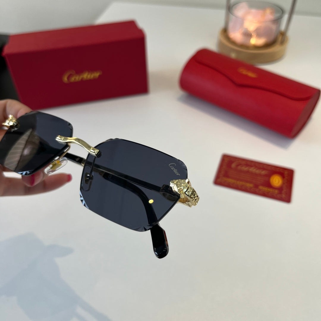 Cartier Lightweight Metal Rimless Blue Lens Sunglasses for Men & Wome - 358550 - detail image 6