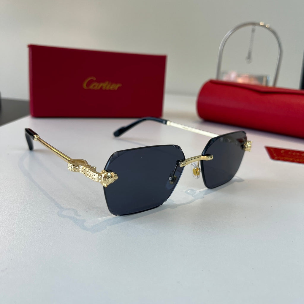 Cartier Lightweight Metal Rimless Blue Lens Sunglasses for Men & Wome - 399055
