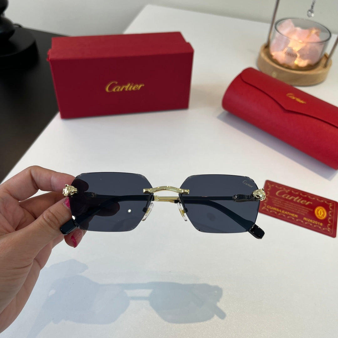 Cartier Lightweight Metal Rimless Blue Lens Sunglasses for Men & Wome - 399055 - detail image 4