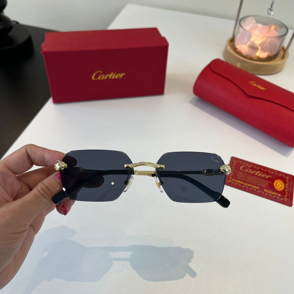 Cartier Lightweight Metal Rimless Blue Lens Sunglasses for Men & Wome - 358550 - detail image 4