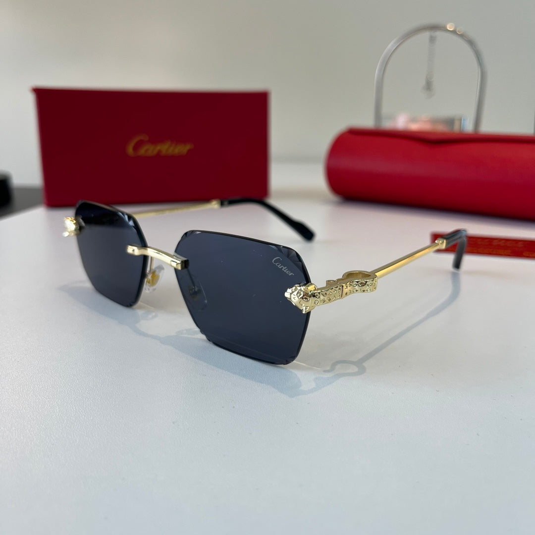 Cartier Lightweight Metal Rimless Blue Lens Sunglasses for Men & Wome - 358550 - detail image 3