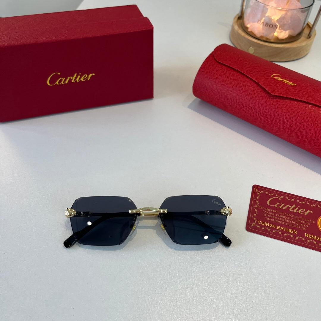 Cartier Lightweight Metal Rimless Blue Lens Sunglasses for Men & Wome - 399055 - detail image 5