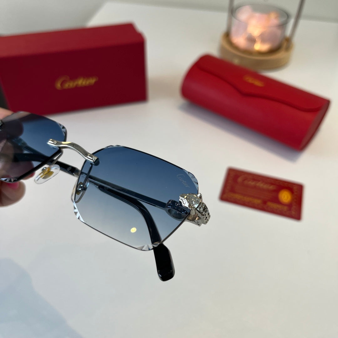 Cartier Lightweight Metal Rimless Blue Lens Sunglasses for Men & Wome - 399056 - detail image 7