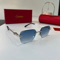 Cartier Lightweight Metal Rimless Blue Lens Sunglasses for Men & Wome - 399056
