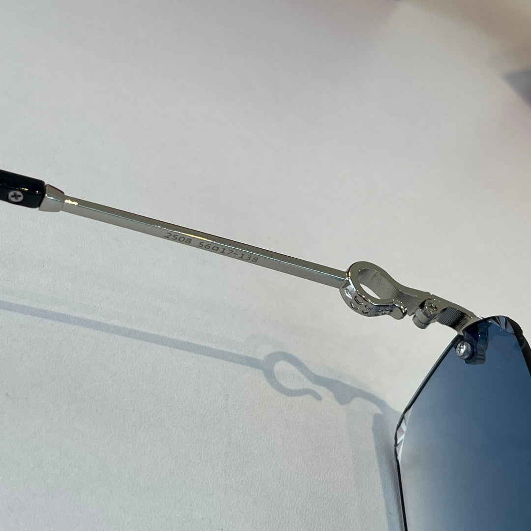 Cartier Lightweight Metal Rimless Blue Lens Sunglasses for Men & Wome - 399056 - detail image 10