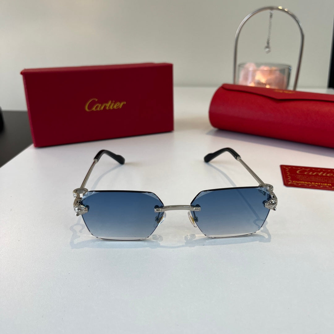 Cartier Lightweight Metal Rimless Blue Lens Sunglasses for Men & Wome - 399056 - detail image 2