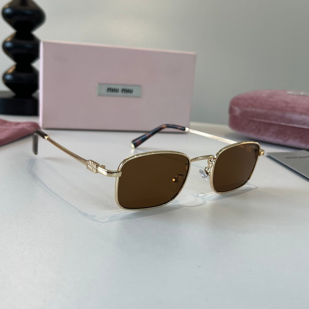 Miu Miu Metal Fashion Brown Lens Sunglasses for Men & Women - 358712