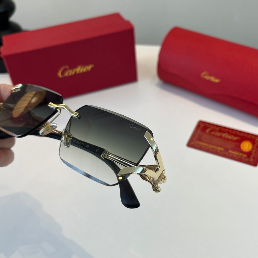 Cartier Lightweight Metal Rimless Silver Lens Sunglasses for Men & Wo - 358545 - detail image 5