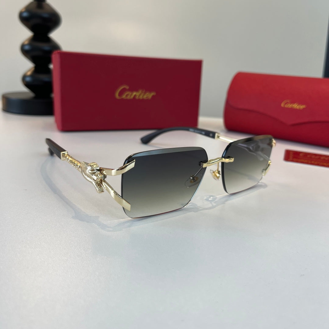 Cartier Lightweight Metal Rimless Silver Lens Sunglasses for Men & Wo - 487380