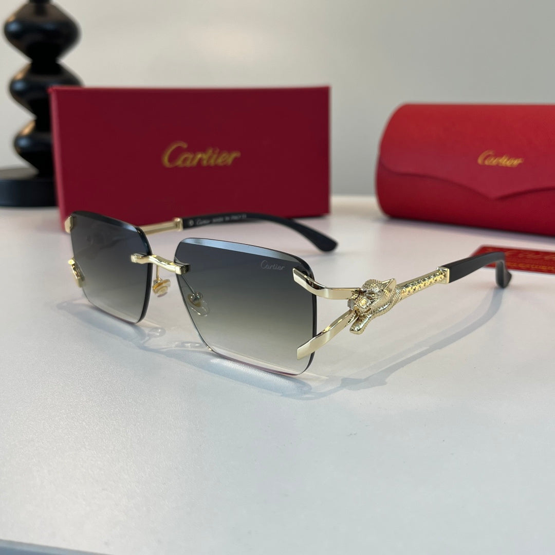 Cartier Lightweight Metal Rimless Silver Lens Sunglasses for Men & Wo - 358545 - detail image 3