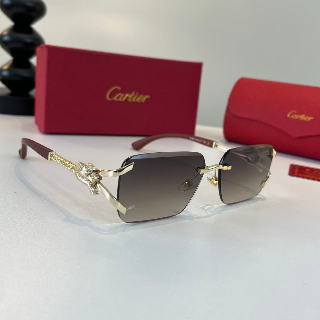 Cartier Lightweight Metal Rimless Silver Lens Sunglasses for Men & Wo - 358546