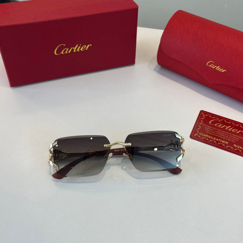 Cartier Lightweight Metal Rimless Silver Lens Sunglasses for Men & Wo - 358546 - detail image 5