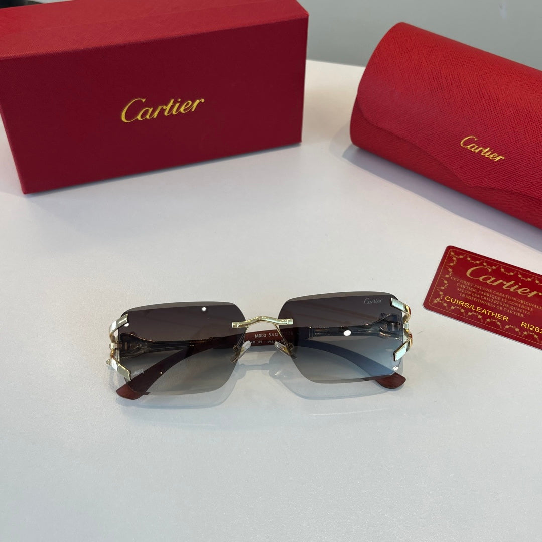 Cartier Lightweight Metal Rimless Silver Lens Sunglasses for Men & Wo - 358546 - detail image 5