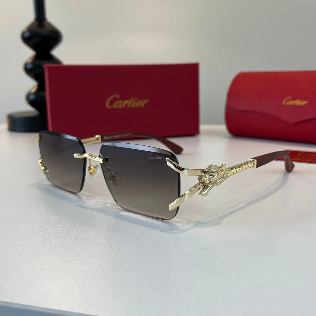 Cartier Lightweight Metal Rimless Silver Lens Sunglasses for Men & Wo - 358546 - detail image 3