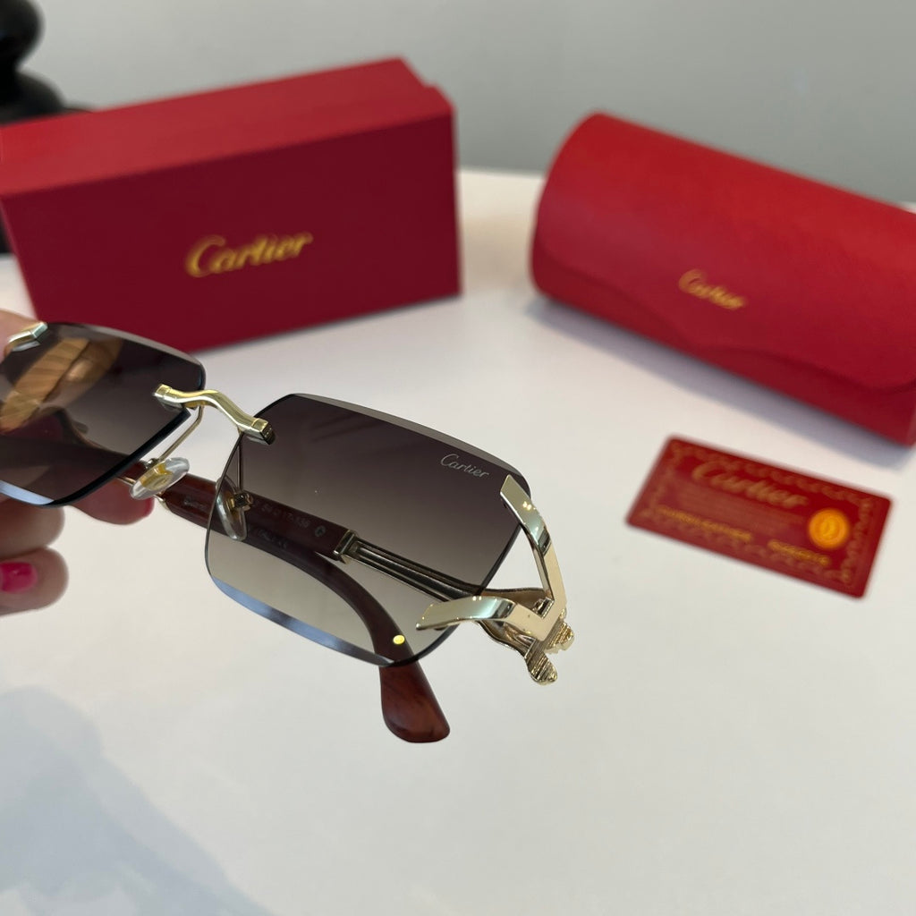 Cartier Lightweight Metal Rimless Silver Lens Sunglasses for Men & Wo - 358546 - detail image 7