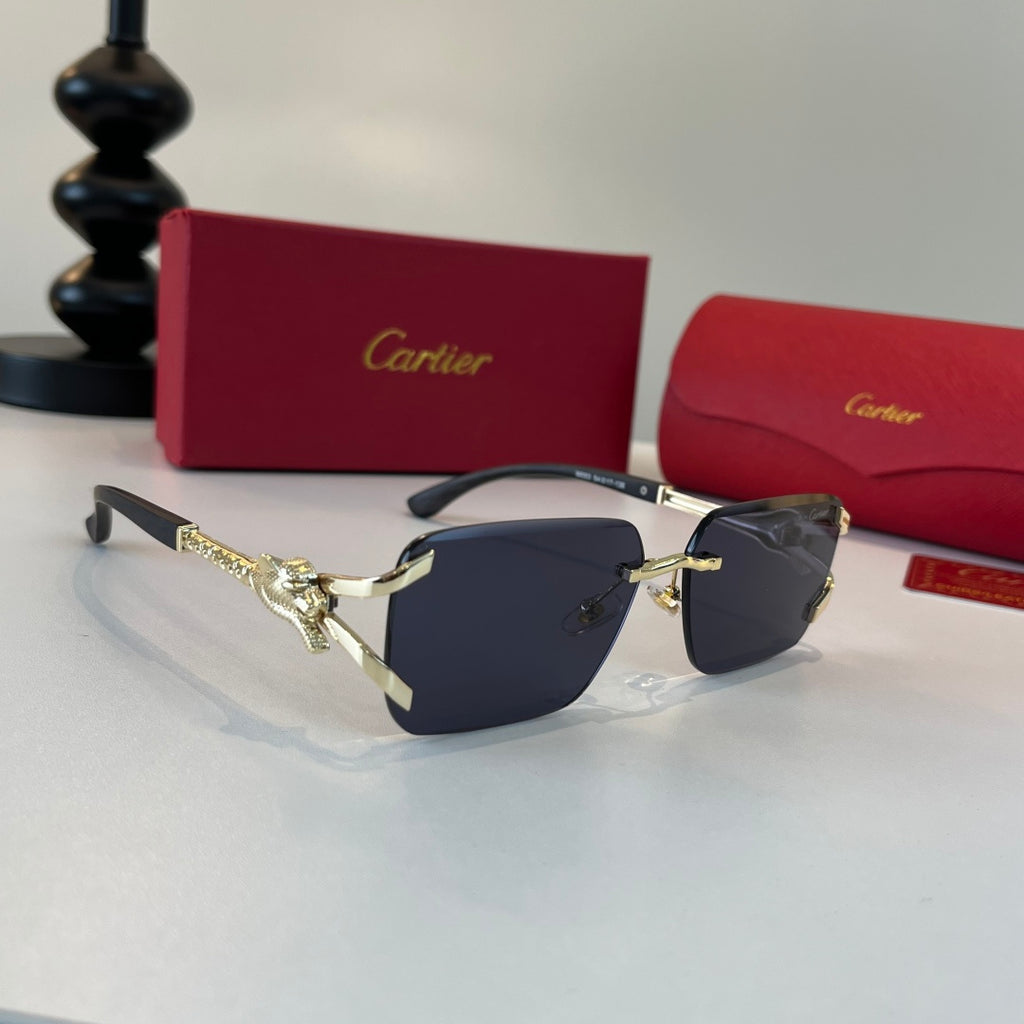 Cartier Lightweight Metal Rimless Red Lens Sunglasses for Men & Women - 358547