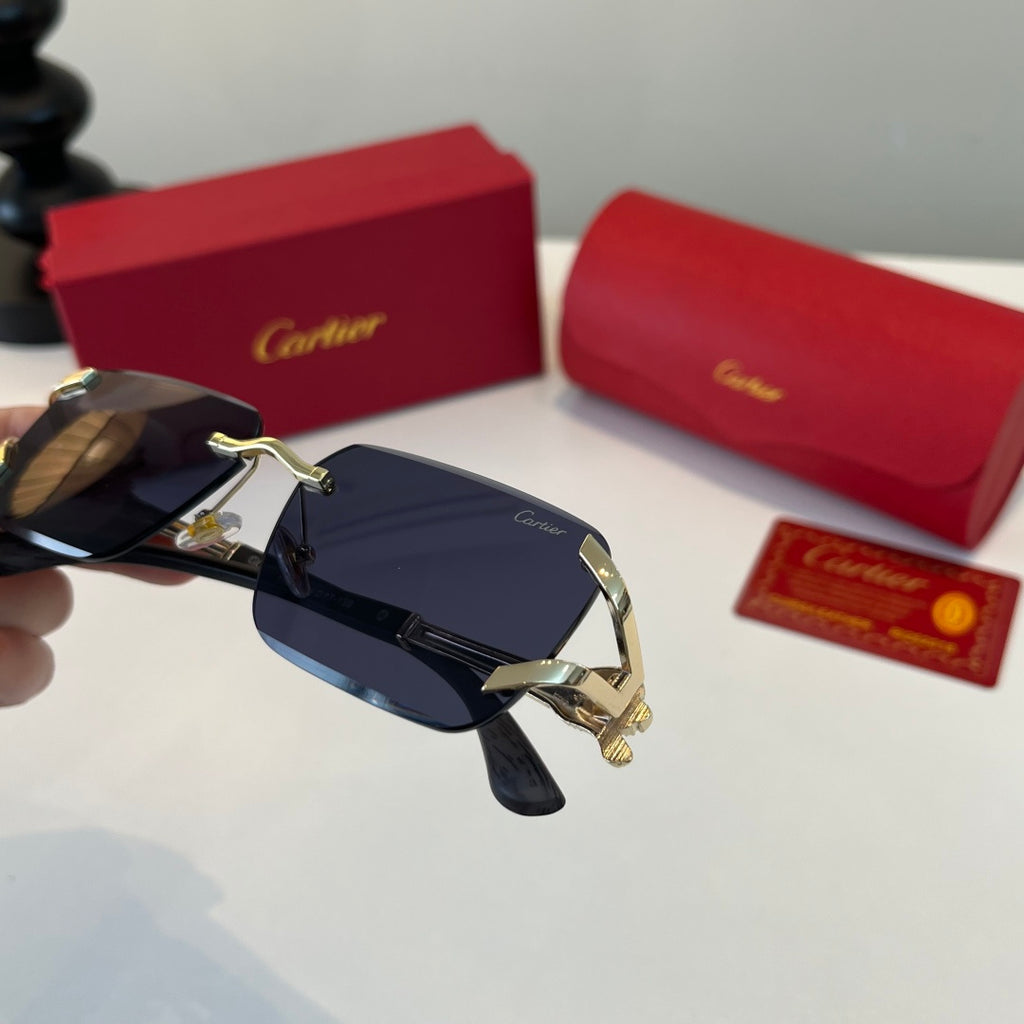 Cartier Lightweight Metal Rimless Red Lens Sunglasses for Men & Women - 358547 - detail image 6